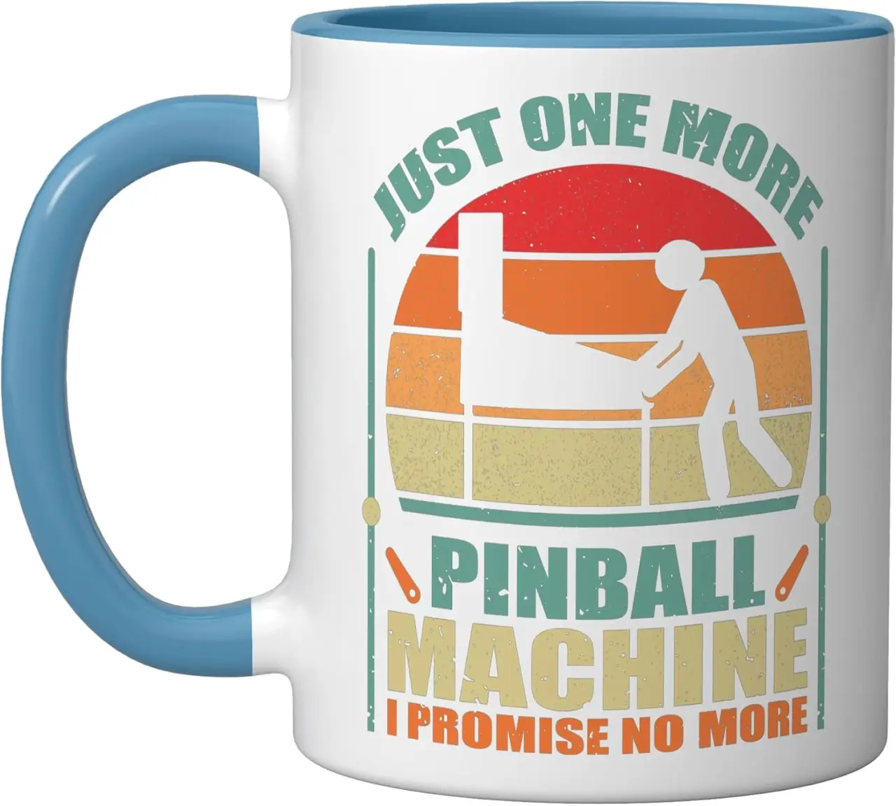 Funny Pinball Player Flipper Pinballer Flipping Collector Ceramic Mug, Blue/White, 11oz