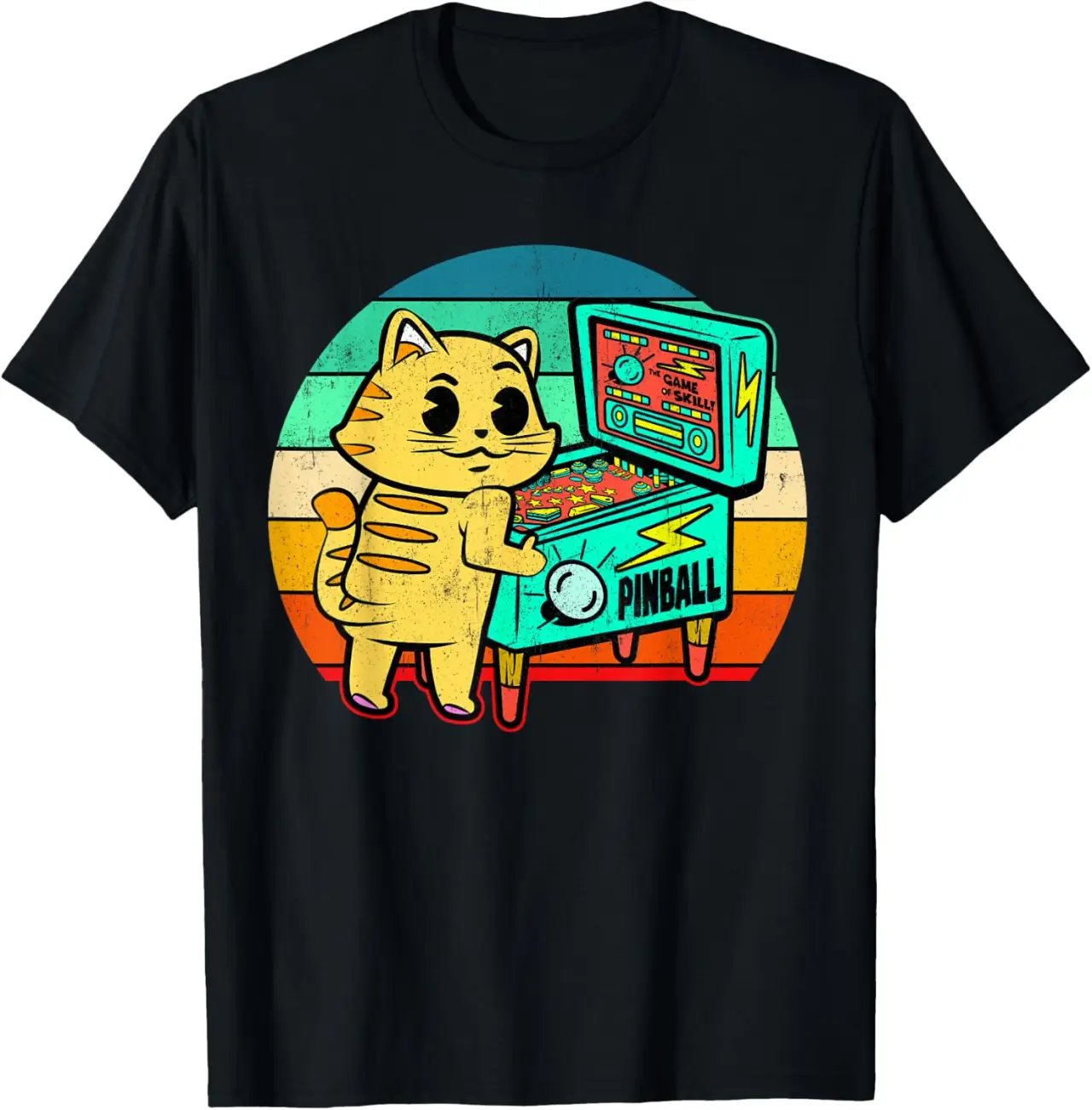 Funny Video Gamer Cat Lover Gift Pinball Arcade Game Retro T-Shirt