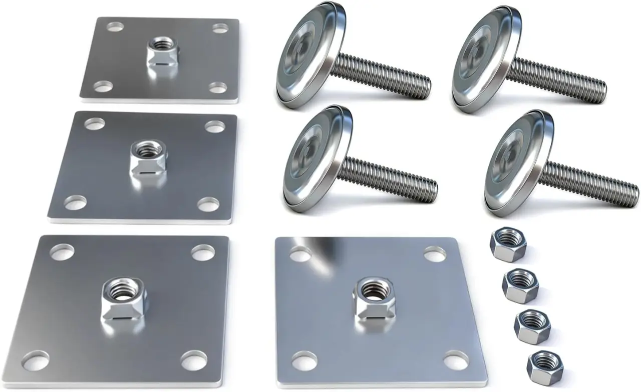 Game Cabinets Heavy Duty 2" Leg Levelers Square Metal Plate Set for Bally Williams Stern est Arcade and Pinball Machines Game Leg Leveler Rounded Swivel Floor Protectors
