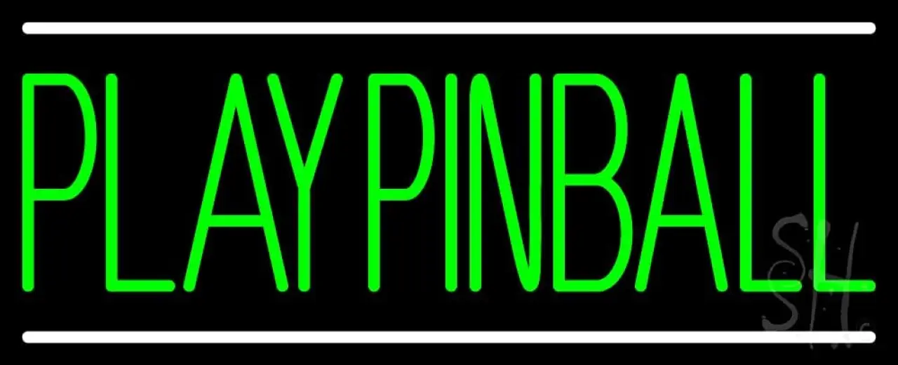 Green Play Pinball LED Neon Sign 10 x 24 - inches, Black Square Cut Acrylic Backing, with Dimmer - Bright and Premium built indoor LED Neon Sign for wall décor, arcarde, and storefront.