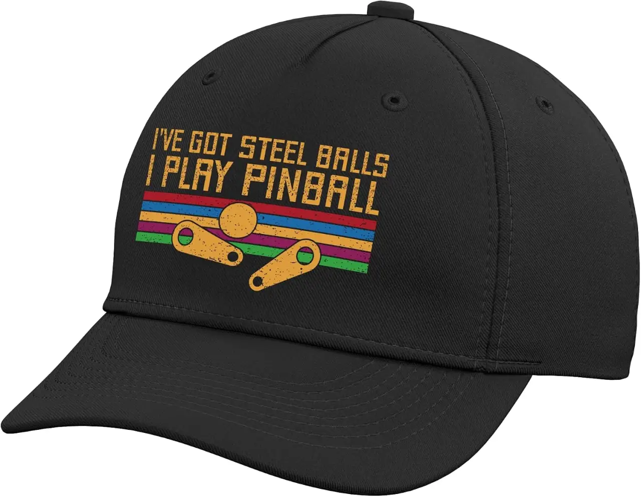 Ich Habe Stahlkugeln Ich spielen Flipper Retro Pinball Arcade Adjustable Baseball Hat
