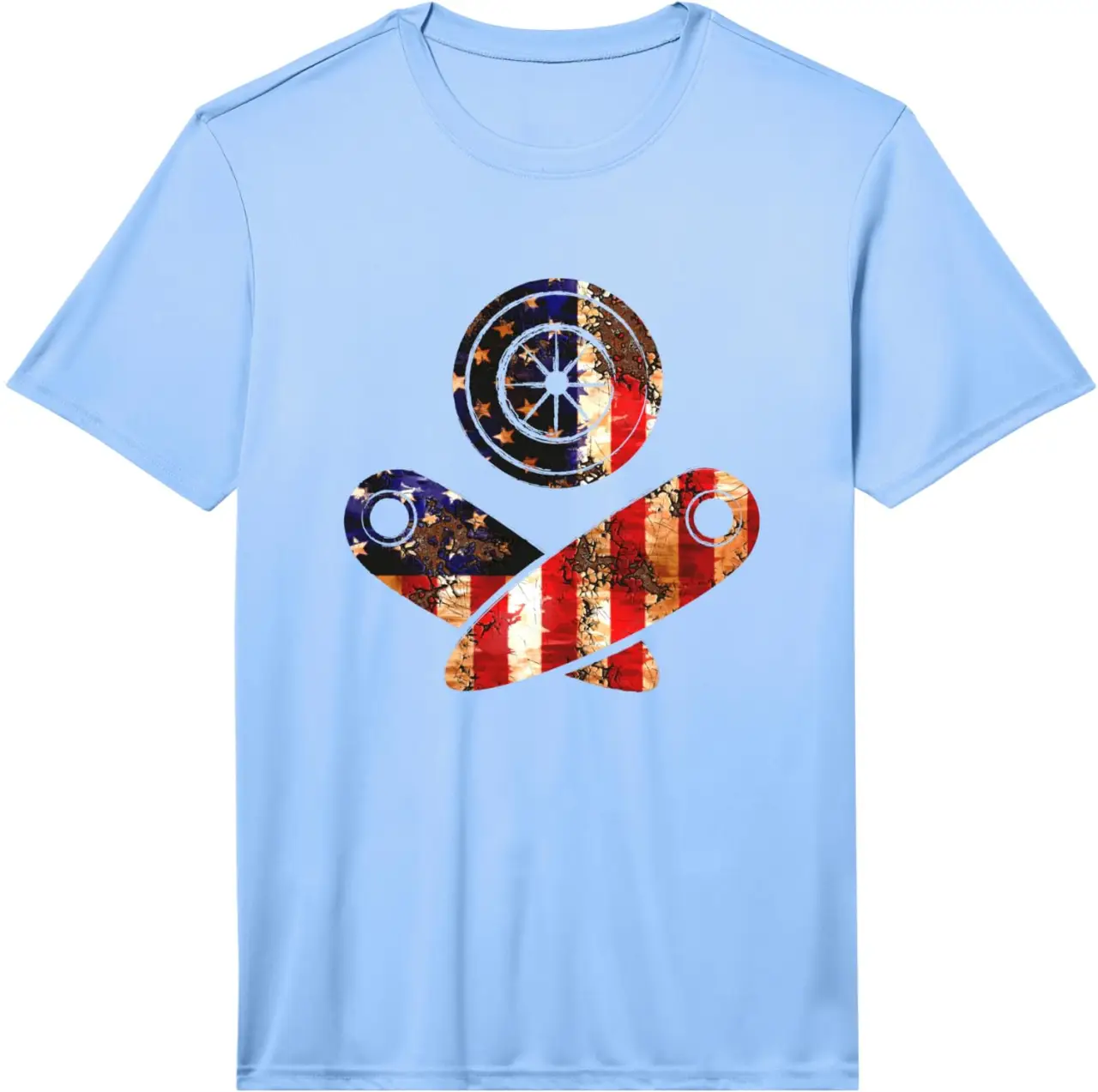 Mens Retro Pinball USA American Flag Design Performance T-Shirt