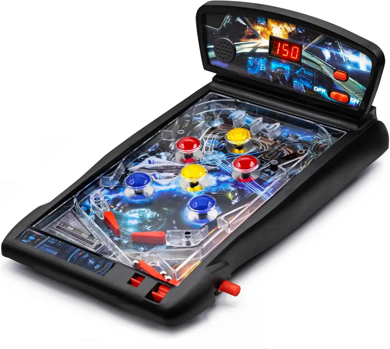New Era Pinball Game Black – Interactive Tabletop or Floor Arcade Pinball Machine for Kids &amp; Adults – LED Scoring, Lights &amp; Sounds, Fast &amp; Fun 3-Ball Launch Game – Ideal Gift for Birthdays &amp; Christmas