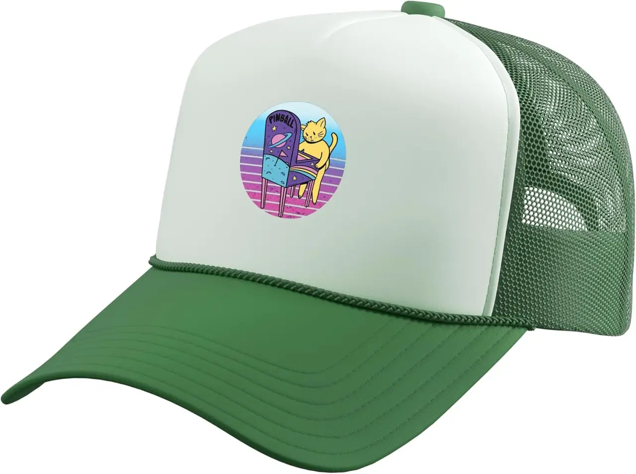 Pinball Cosmic Retro Arcade Space Starry Galactic Gamer Trucker Hat with Adjustable Mesh Back
