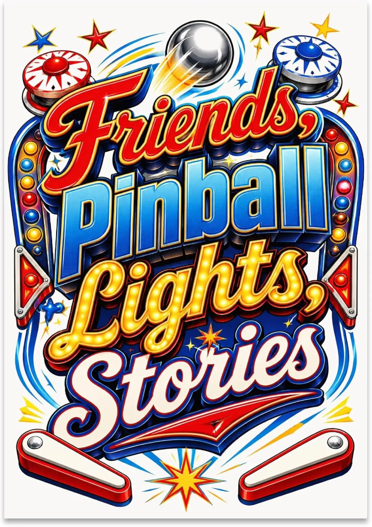 Pinball Enthusiast Poster Print - Dynamic Pinball Stories Decor - 13x19 - Retro Arcade Style