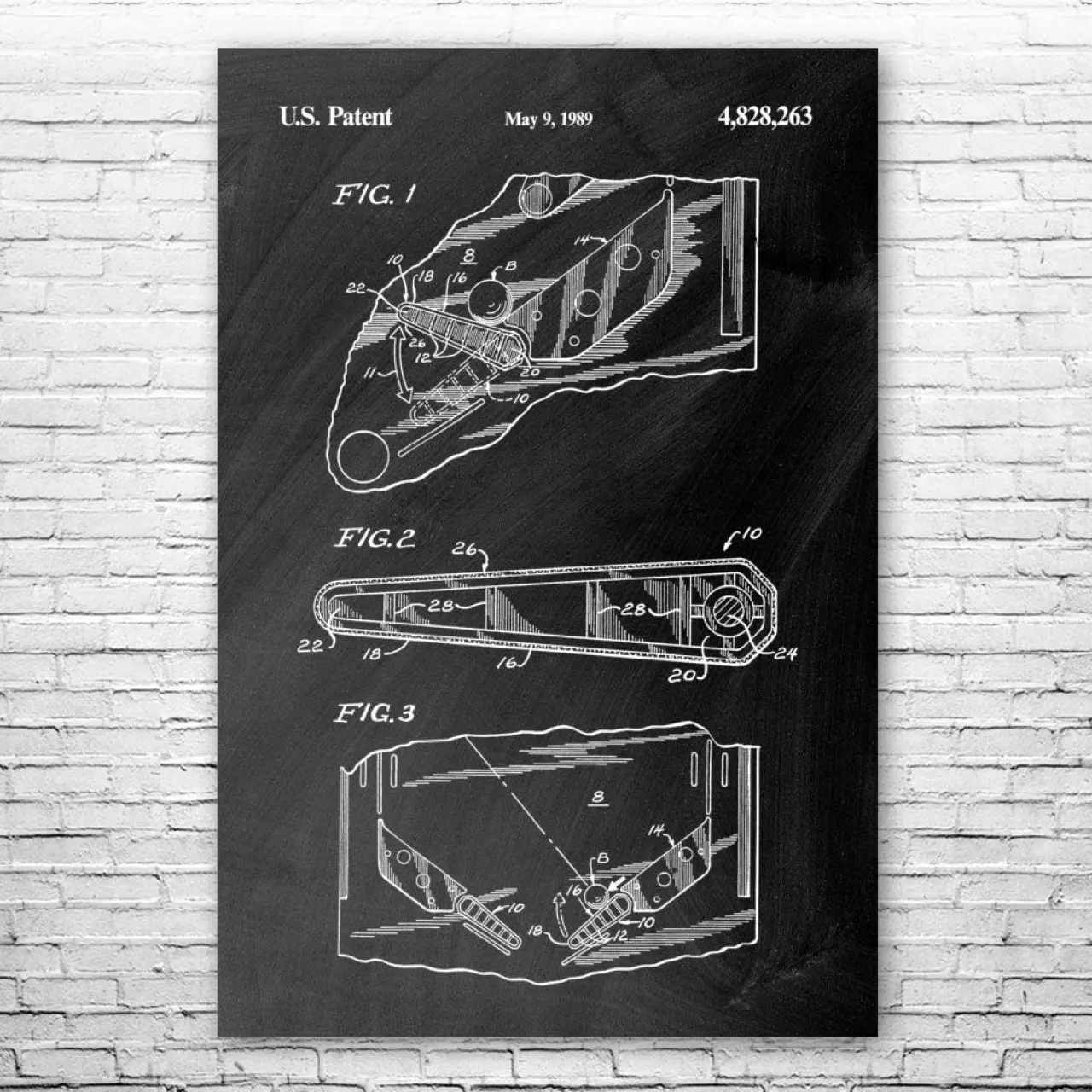 Pinball Flipper Poster Print, Pinball Blueprint, Game Room Art, Retro Gaming Gift, Pinball Gift, Arcade Decor Black Chalkboard (9 inch x 12 inch)