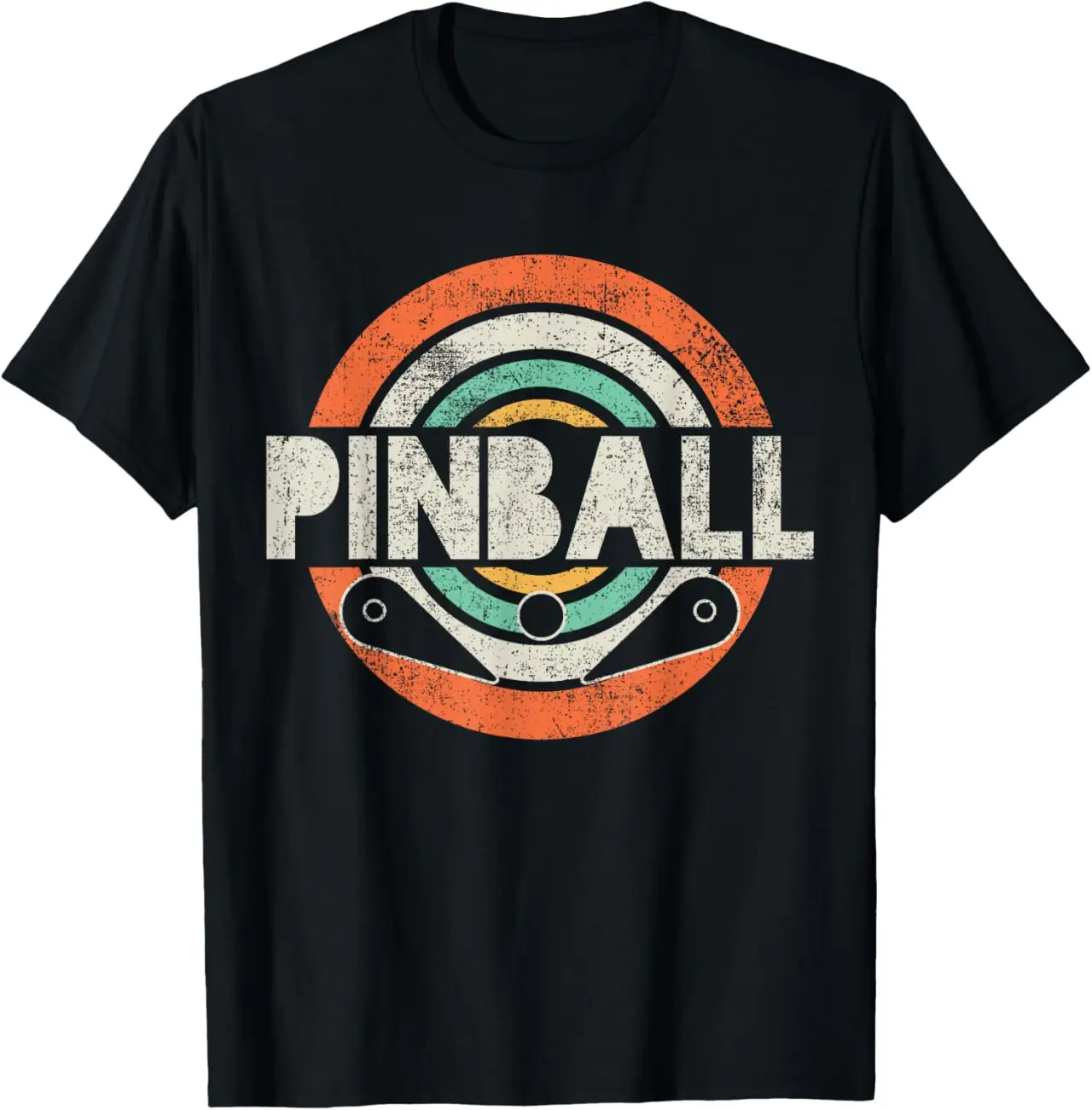 Pinball Game Vintage Black Crew Neck T-Shirt, Unisex-Kids, Small
