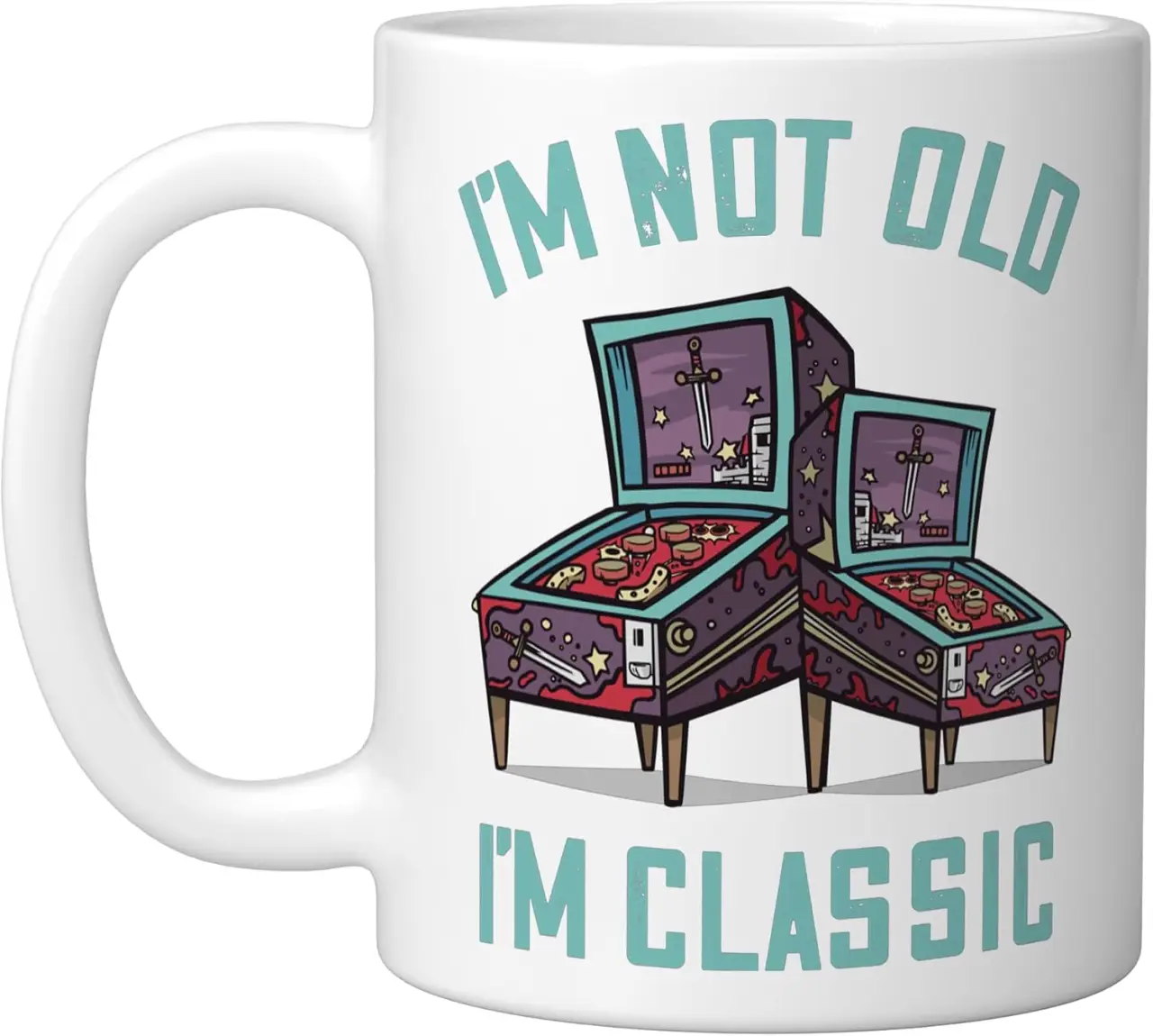 Pinball I'm Not Old Pinball Player Flipping Machine Ceramic Mug, White, 11oz