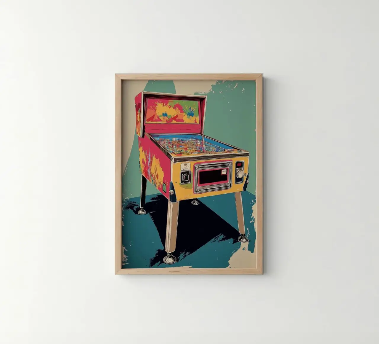 Pinball Machin Pop Art Print Poster, Vintage Retro Wall Art Decor Paintings Classic Artwork for Bedroom Living Room Decorations. Gallery 14B (Pinball Machin, 11"W x 14"L, Wood Frame)