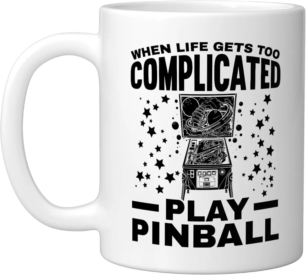 Pinball Machine Arcade Game Gamer Classic Video Game Ceramic Mug, White, 11oz