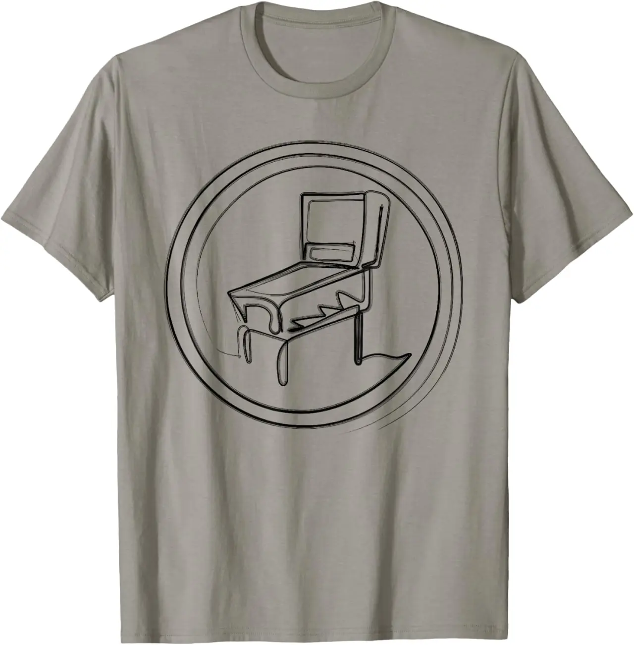 Pinball Machine Badge Minimalist One Line Drawing T-Shirt