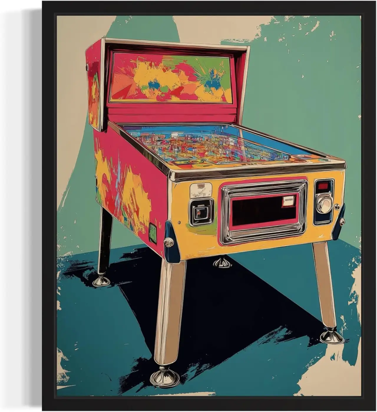 Pinball Machine Pop Art Print Poster, Vintage Retro Wall Art Decor Paintings Classic Artwork for Bedroom Living Room Decorations. Gallery 14B (Pinball Machine, 16 x 20 inches, Unframed)