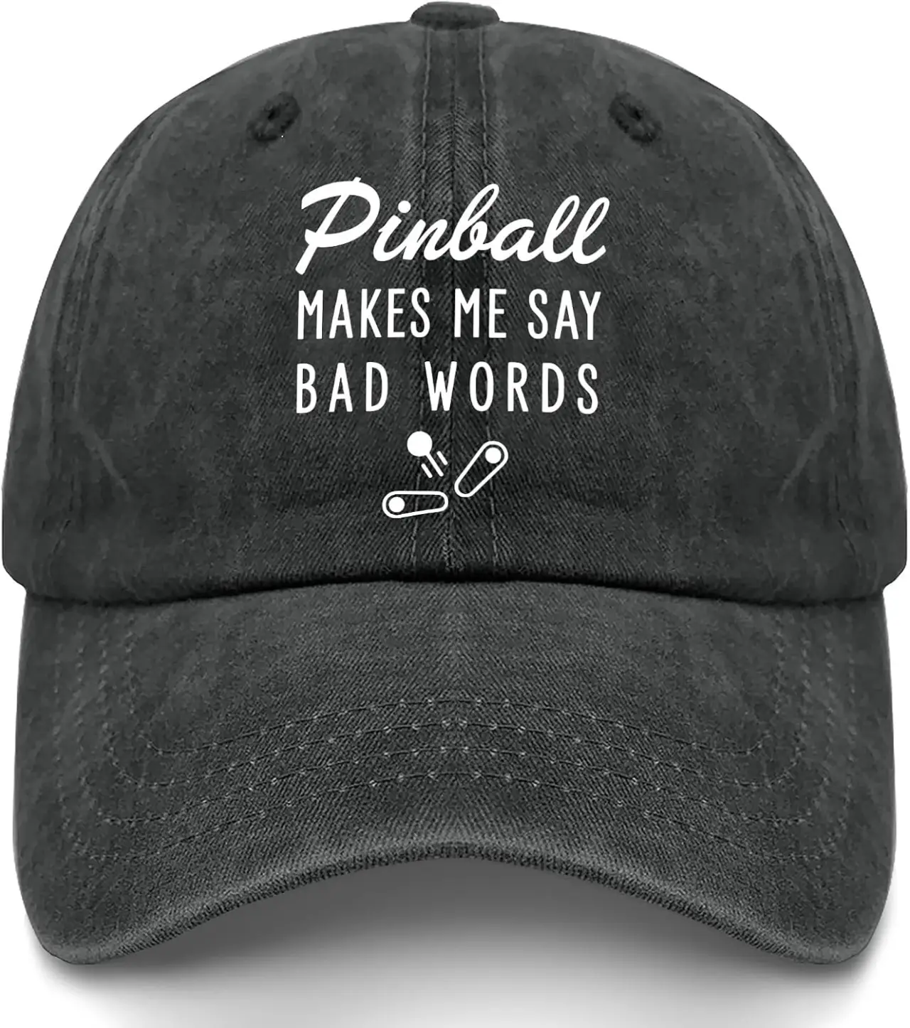 Pinball Makes Me Say Bad Words Hats for Women Stylish Washed Distressed Baseball Cap