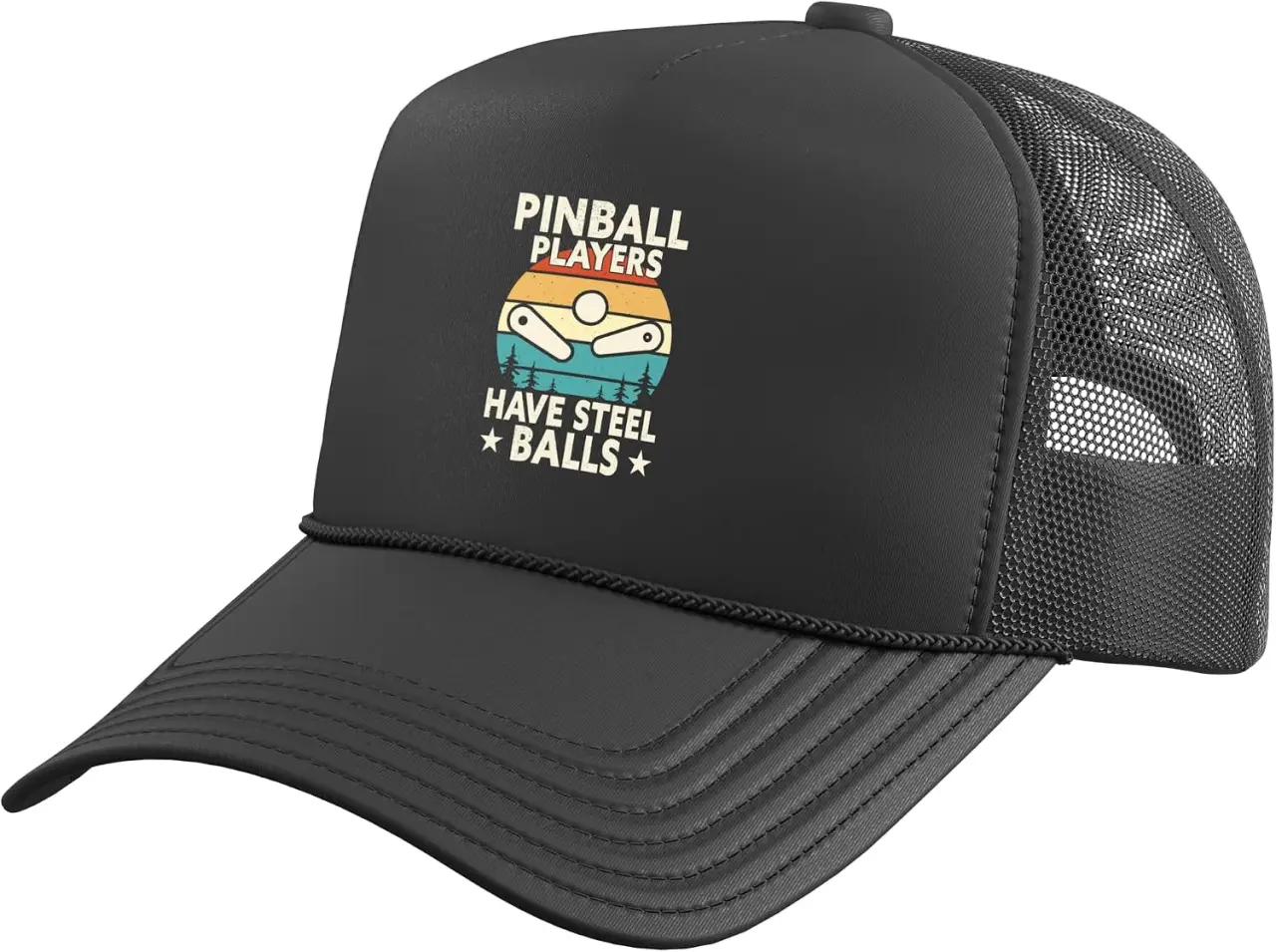 Pinball Players Have Steel Balls Retro Trucker Hat with Adjustable Mesh Back