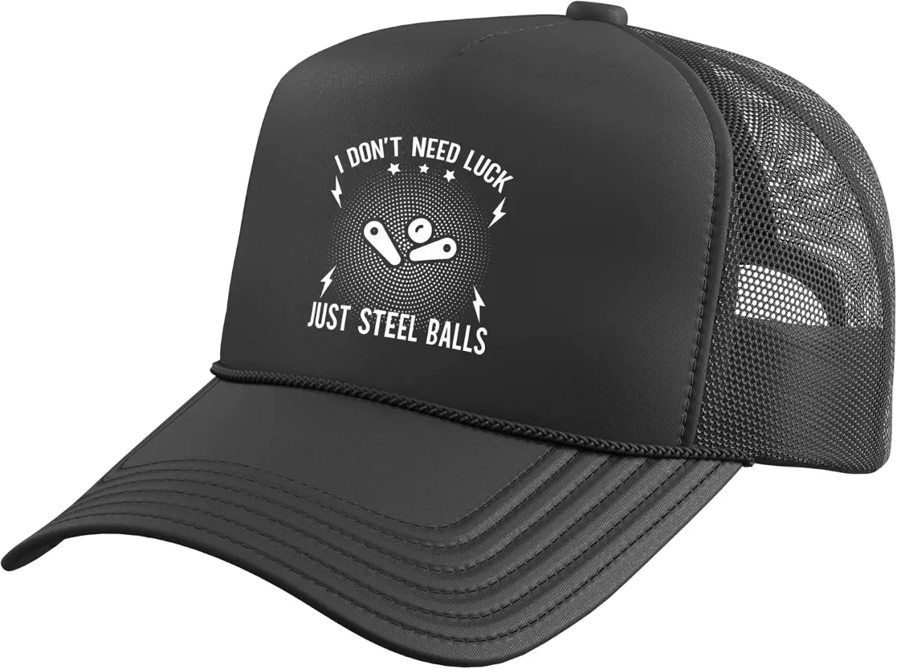 Pinball Players Like Steel Balls Pinball Machine Collector Trucker Hat with Adjustable Mesh Back