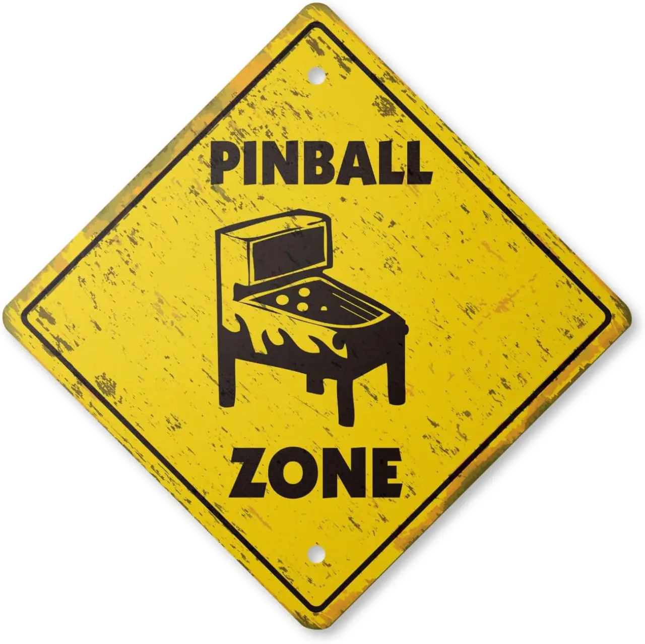 Pinball Vintage Crossing Sign Zone Xing | Indoor/Outdoor Plastic | 12" Tall Rustic Part Game Room Arcade Machine Games Recreation Room rec Play