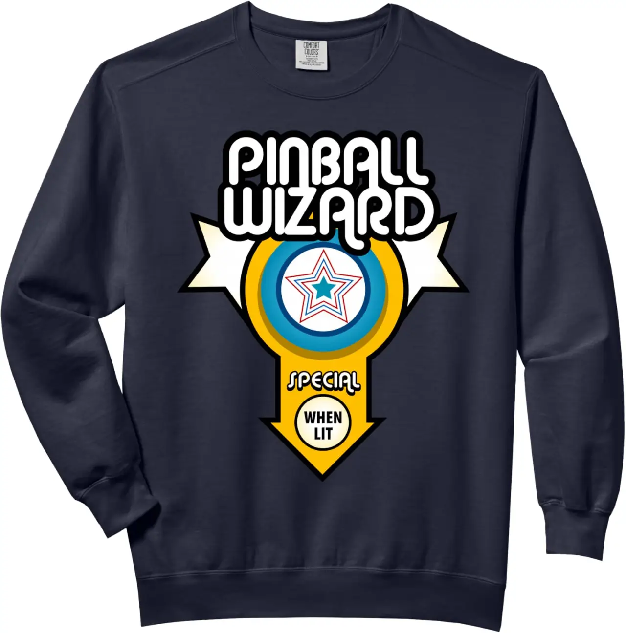 PINBALL WIZARD Flipper Arcade T-Shirt by retro shirts Comfort Colors Adult Sweatshirt