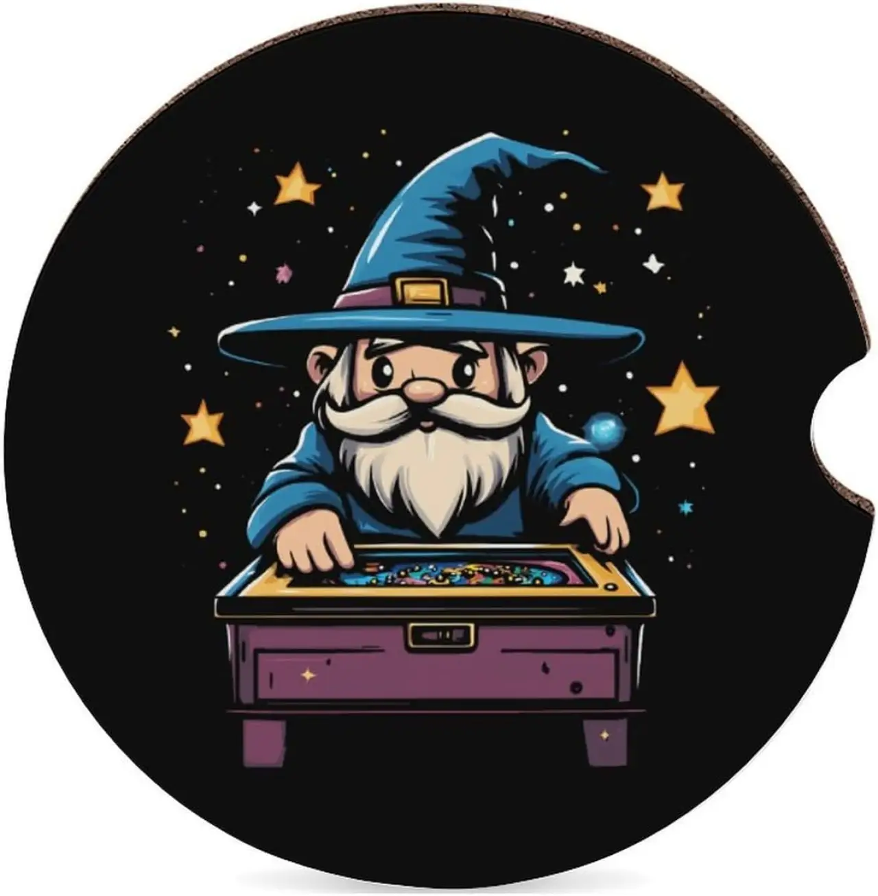 Pinballs-Wizard Car Coasters for Cup Holders Wood Drink Coaster Cup Mat Car Accessories