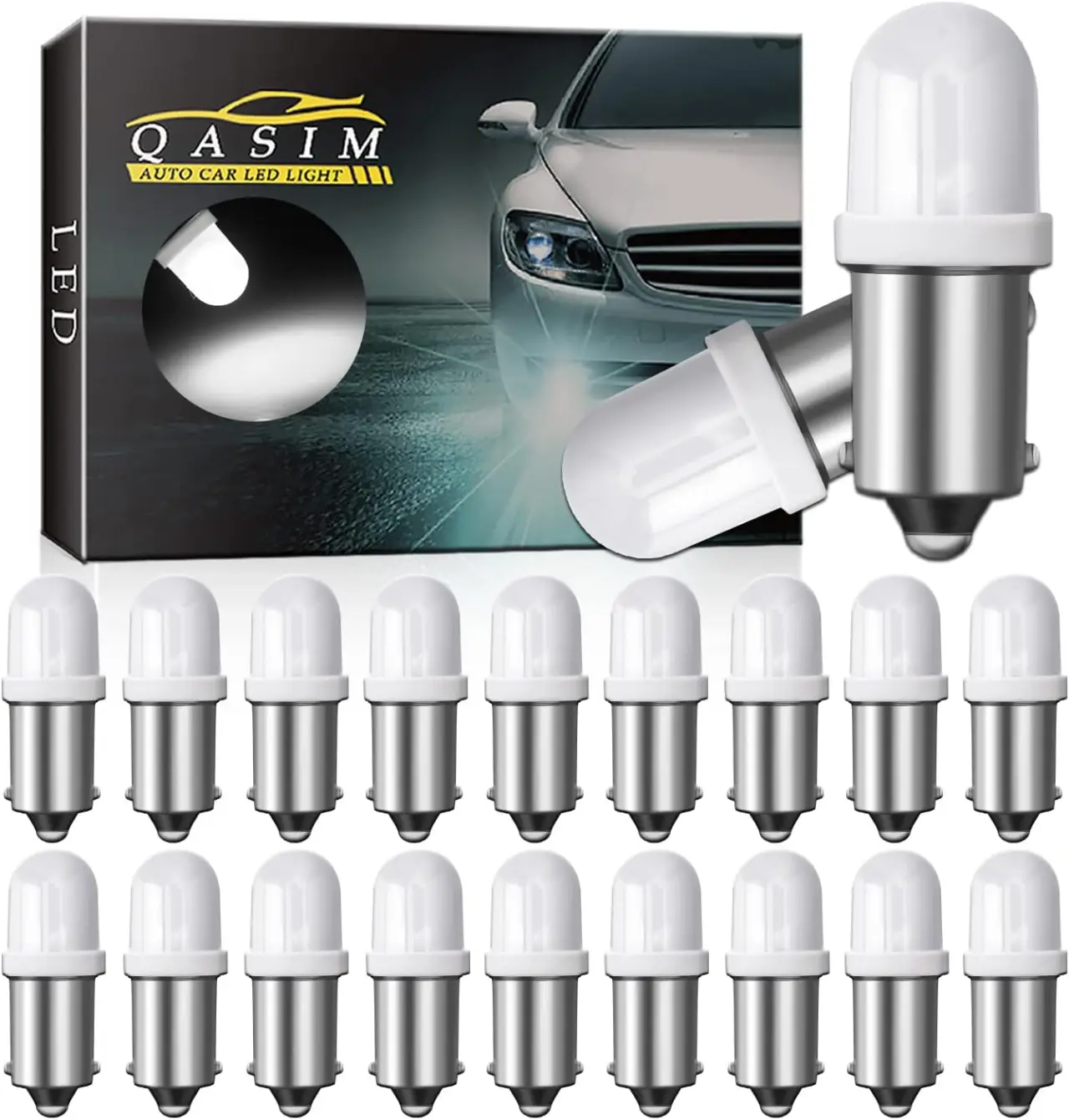 Qasim GE44 47 755 756 1893 1847 BA9S Led Bulb Pinball Machine Light Coin Display Game Bulb T11 BA9S Bayonet Led Bulb AC/DC 6V 6.3V Non-Polarity (Pack of 20 White)