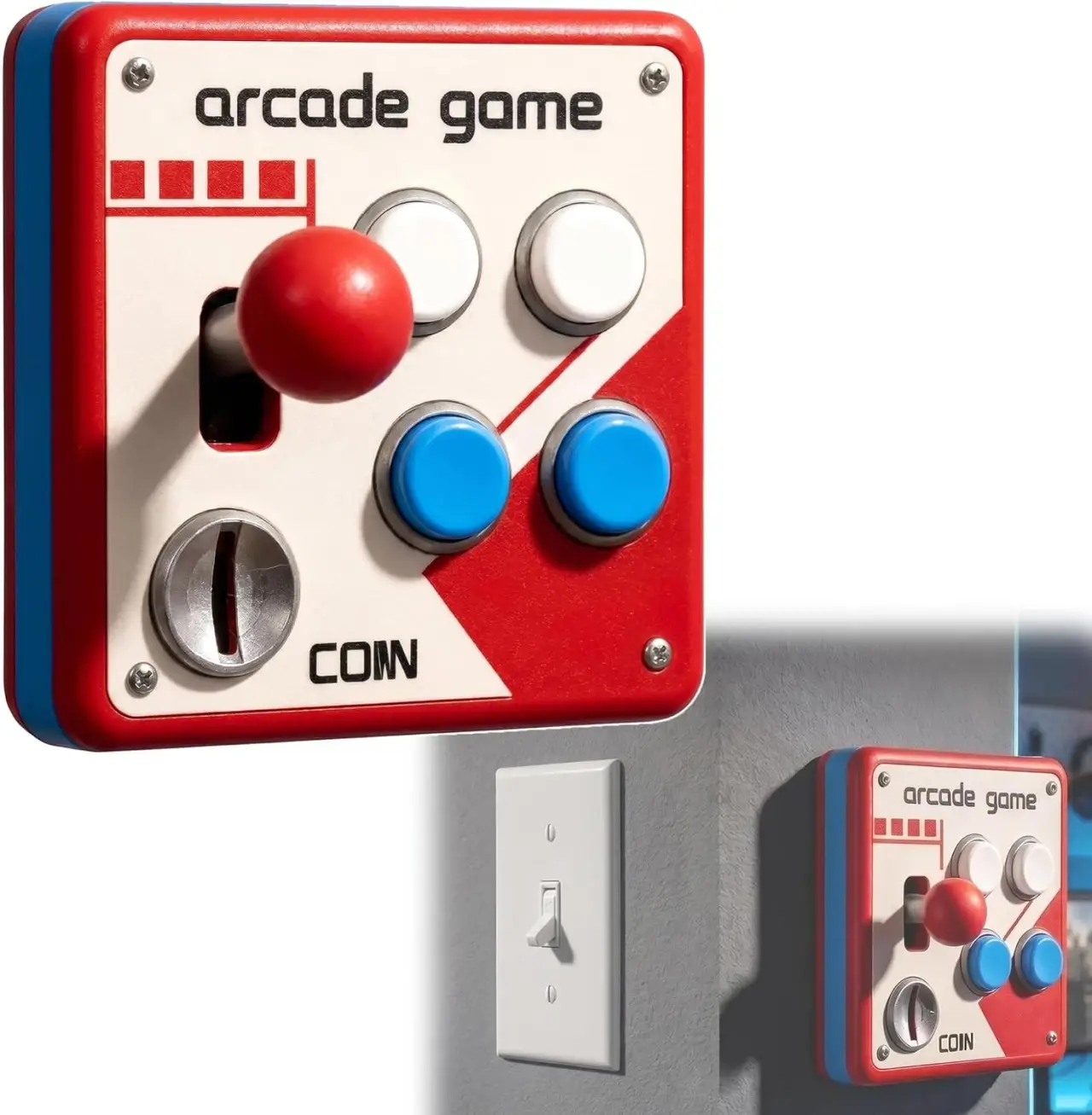Retro Arcade Switch Panel, Vintage Game Room Wall Accent with Joystick and Colorful Buttons, Arcade Style Wall Art Decoration for Game Room, Bedroom, Hallway, Man Cave & Entertainment Area(1pcs)