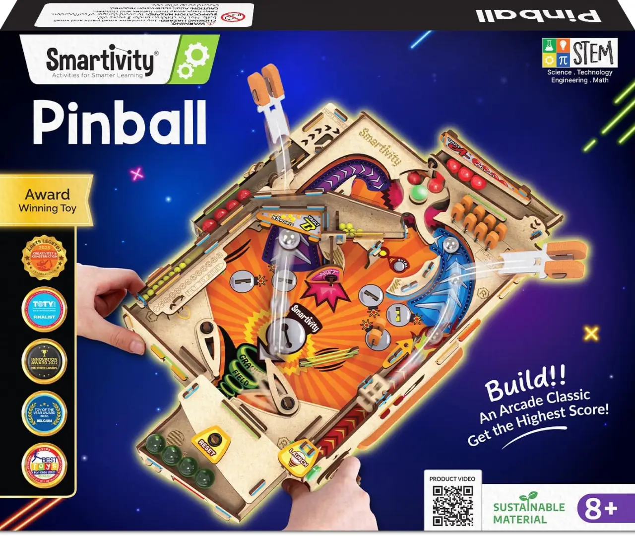 Smartivity DIY Pinball Machine for Kids 8-14 Years Old | Global Award Winning Arcade Game | Build Your Own Pinball I Birthday Gift for Smart Kids | STEM Toy for Boys &amp; Girls
