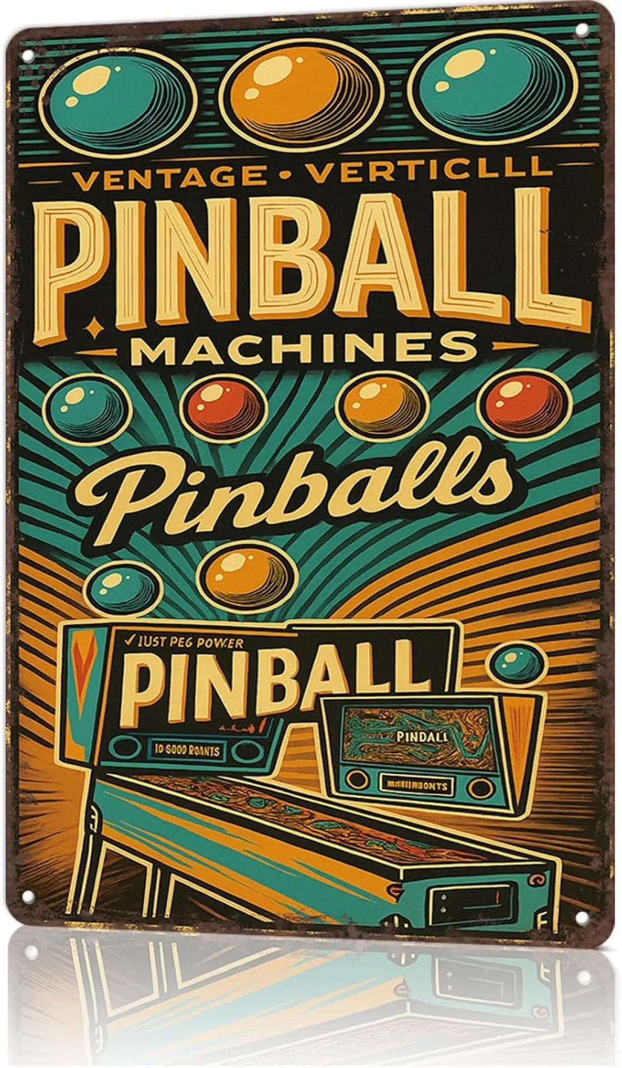 Vintage Metal Signs Vintage Pinball Machine Metal Wall Art-Funny Poster Wall Art for Home Living Room Garage Bar Decor 8X12inch