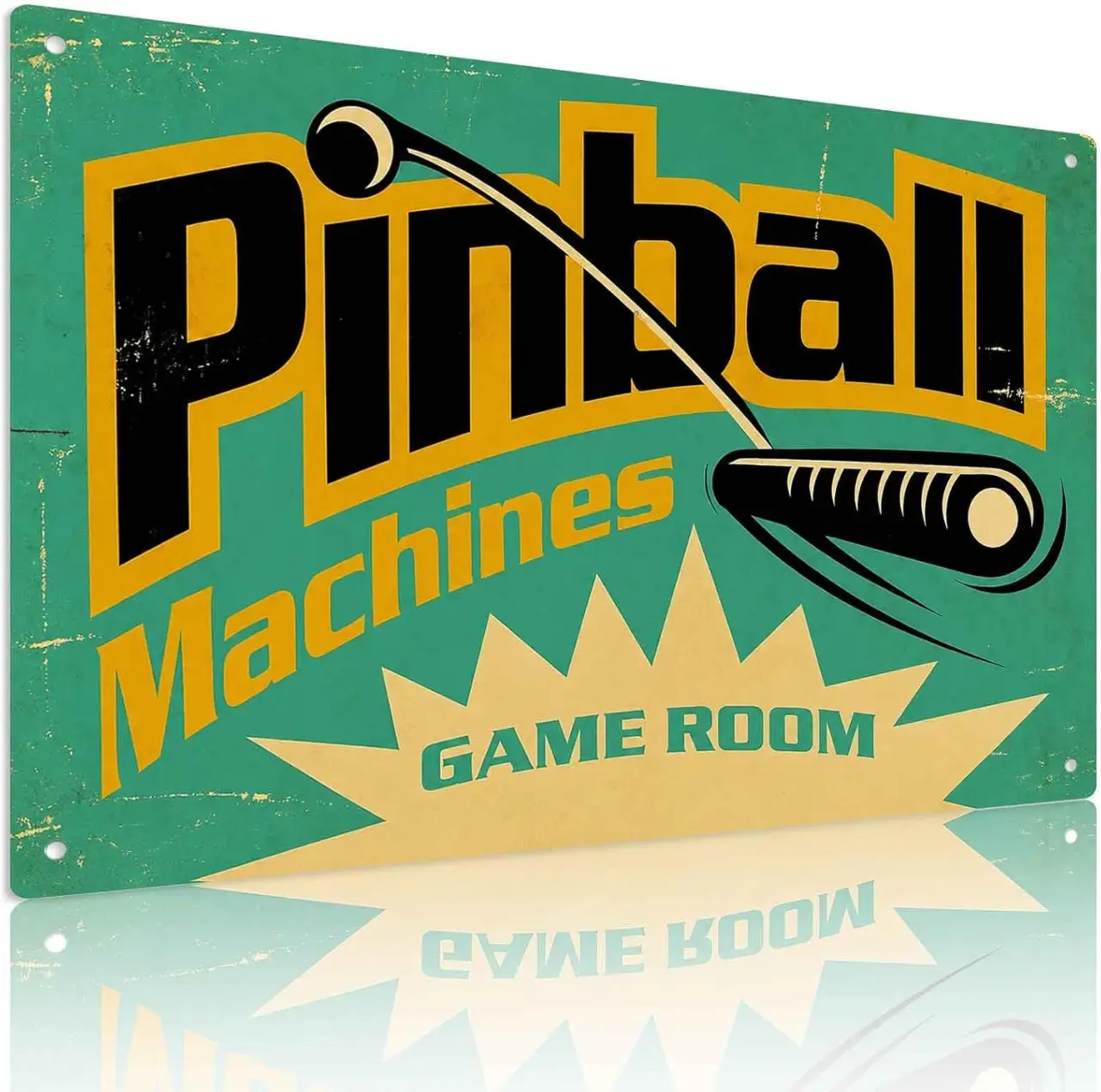 Vintage Pinball Machines 8 X 12 Inch Aluminum Metal Sign, Game Room Wall Decor, for Man Cave, Bar, Arcade, Lover