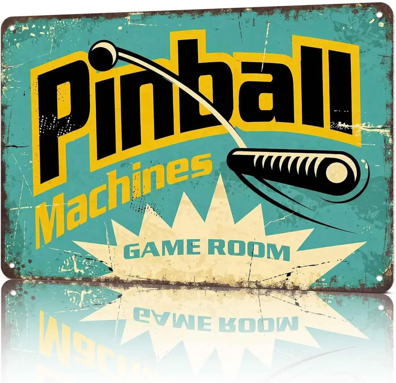Vintage Pinball Machines Game Room Funny Metal Sign 8x12 Inch, Retro Wall Decor for Living Room Bedroom Office Bar Café Restaurant and Garage