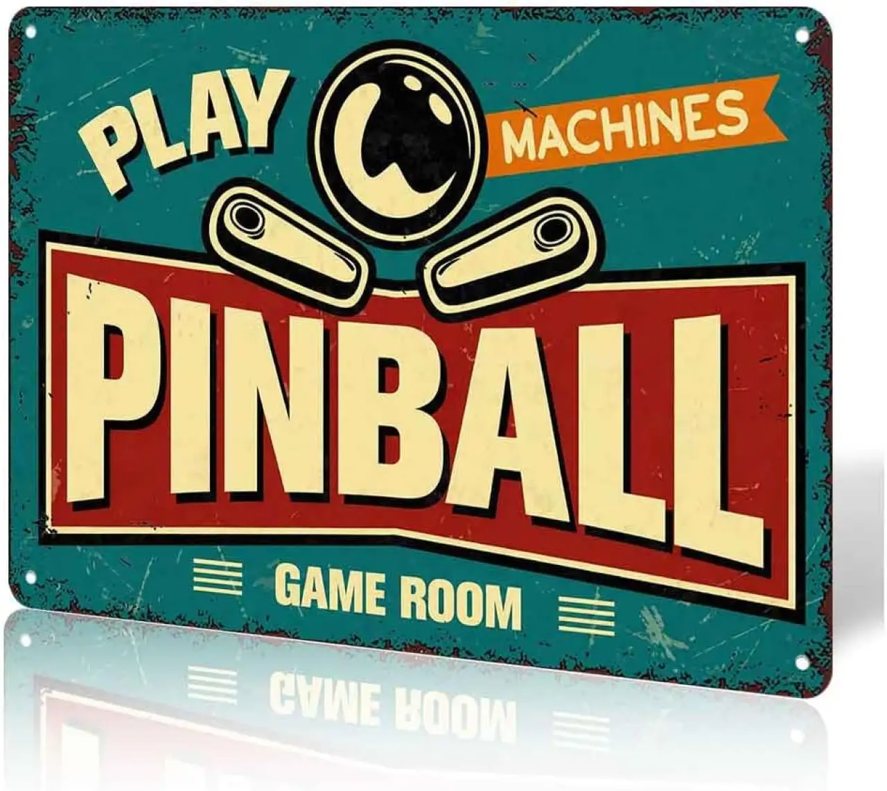 Vintage Pinball Machines Metal Aluminum Sign 12 X 8in | Retro Pinball Game Room Wall Decor For Home Bar Game Room Arcade Man Cave