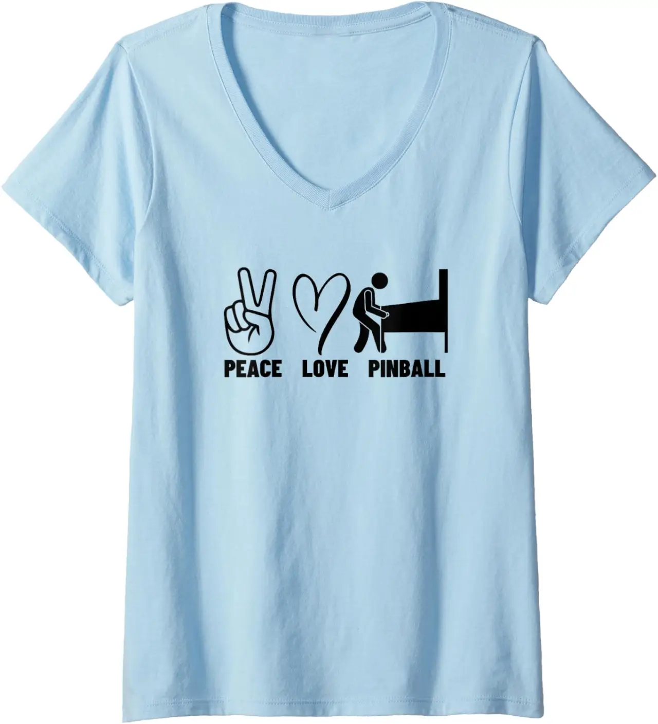Women's Peace Love Pinball V-Neck T-Shirt