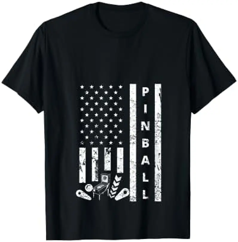 Womens Pinball Vintage US Flag Pinball V-Neck T-Shirt