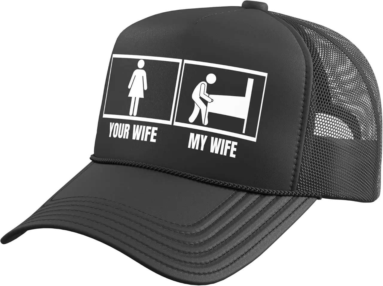 Your Wife My Wife Husband Funny Pinball Trucker Hat with Adjustable Mesh Back