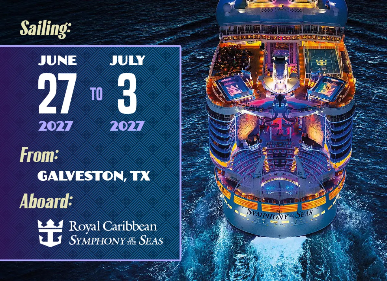 Pinball at Sea 2027 sailing dates and Galveston departure graphic