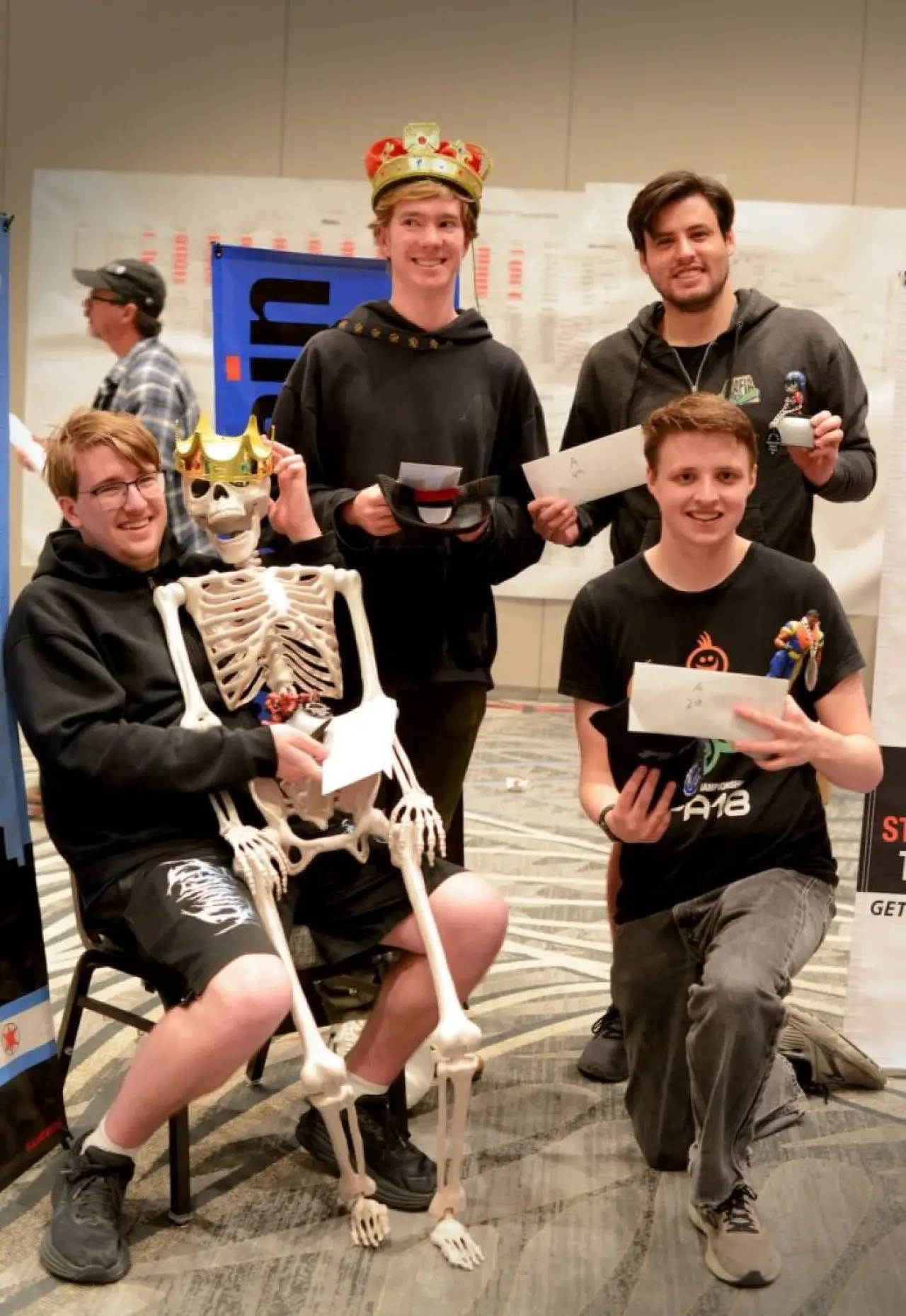 Pinball Expo tournament participants celebrating together