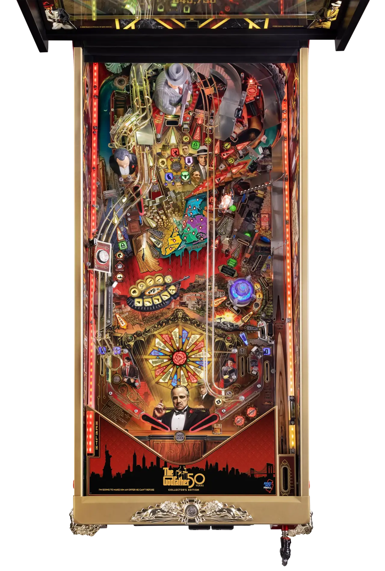 The Godfather pinball official cabinet or playfield detail 2