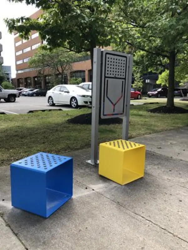 A four-in-a-row game installed along the Play Walk