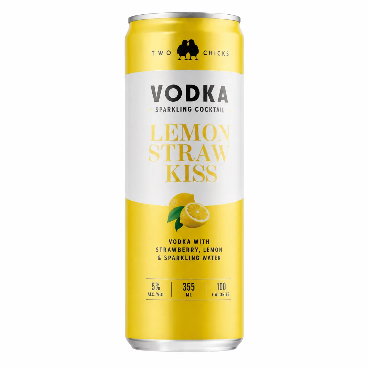 Two Chicks Lemon Strawberry Kiss Sparkling Vodka Fizz 355ml