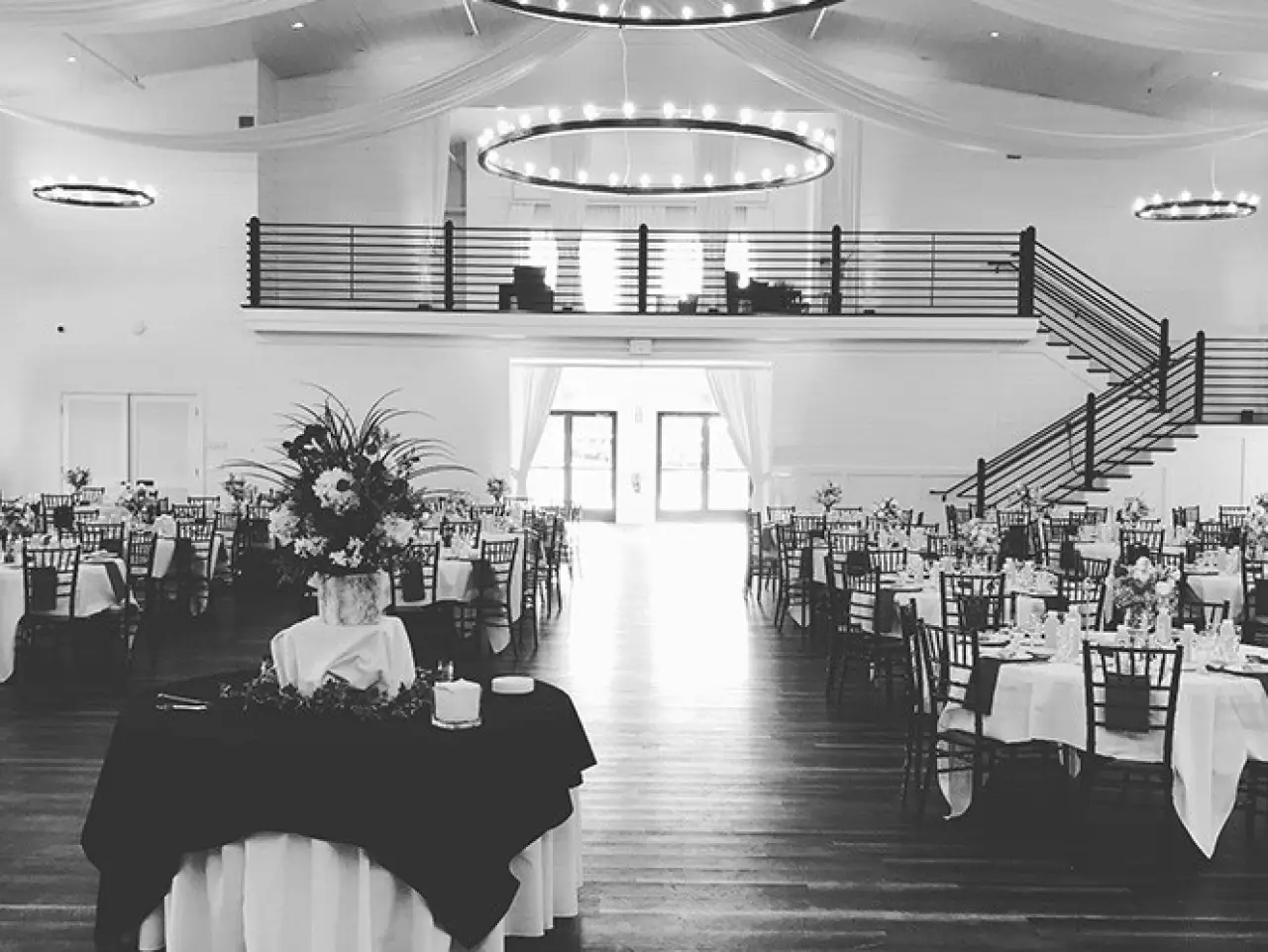 blue barn wedding venue set up