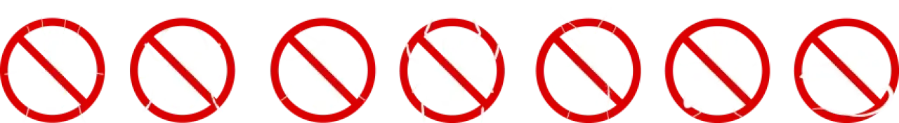 Seven pest silhouettes crossed out with red prohibition symbols.