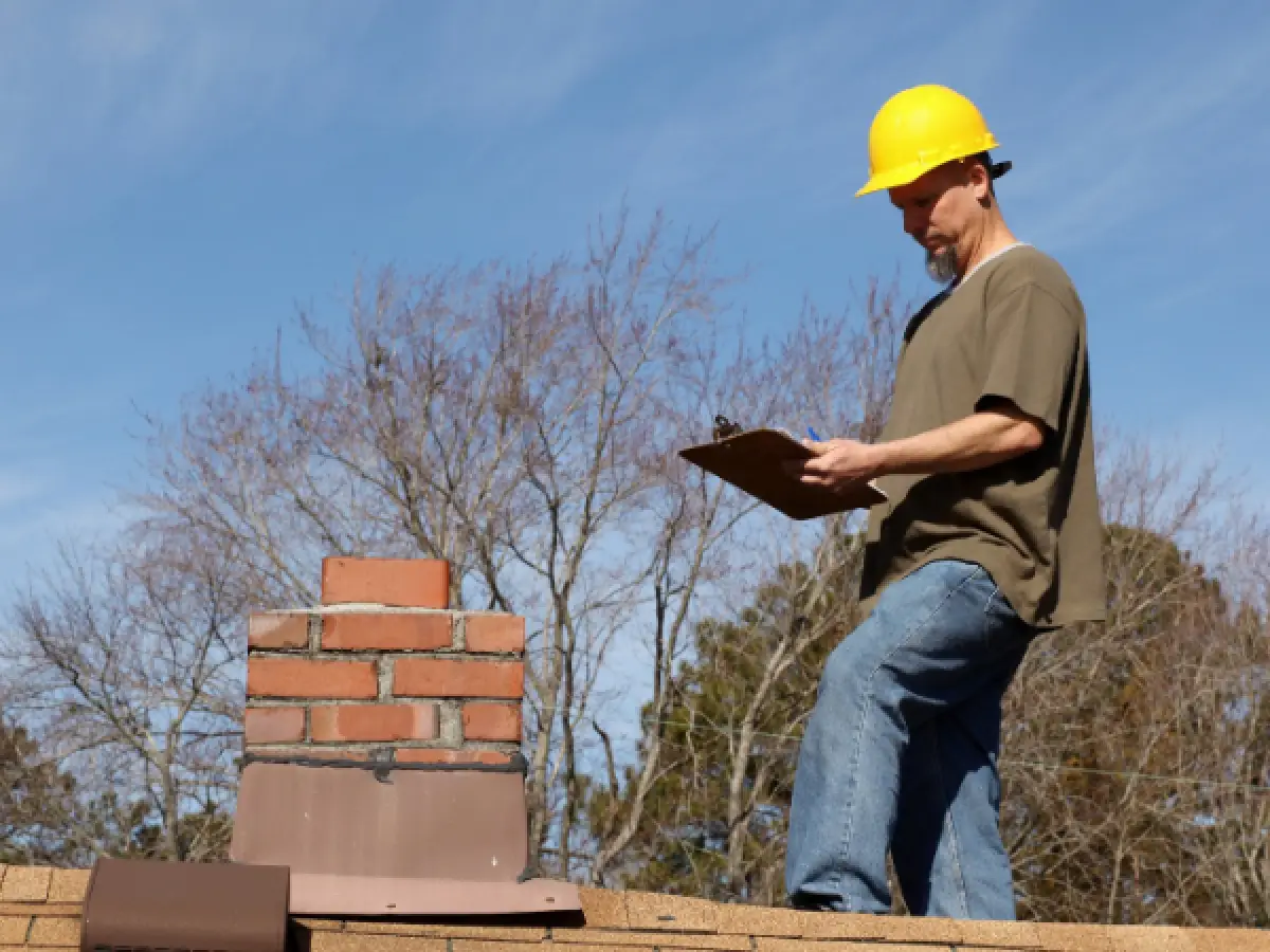 Chimney inspection of a residential fireplace and flue
