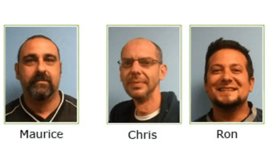 Team member headshots labeled Maurice, Chris, and Ron.