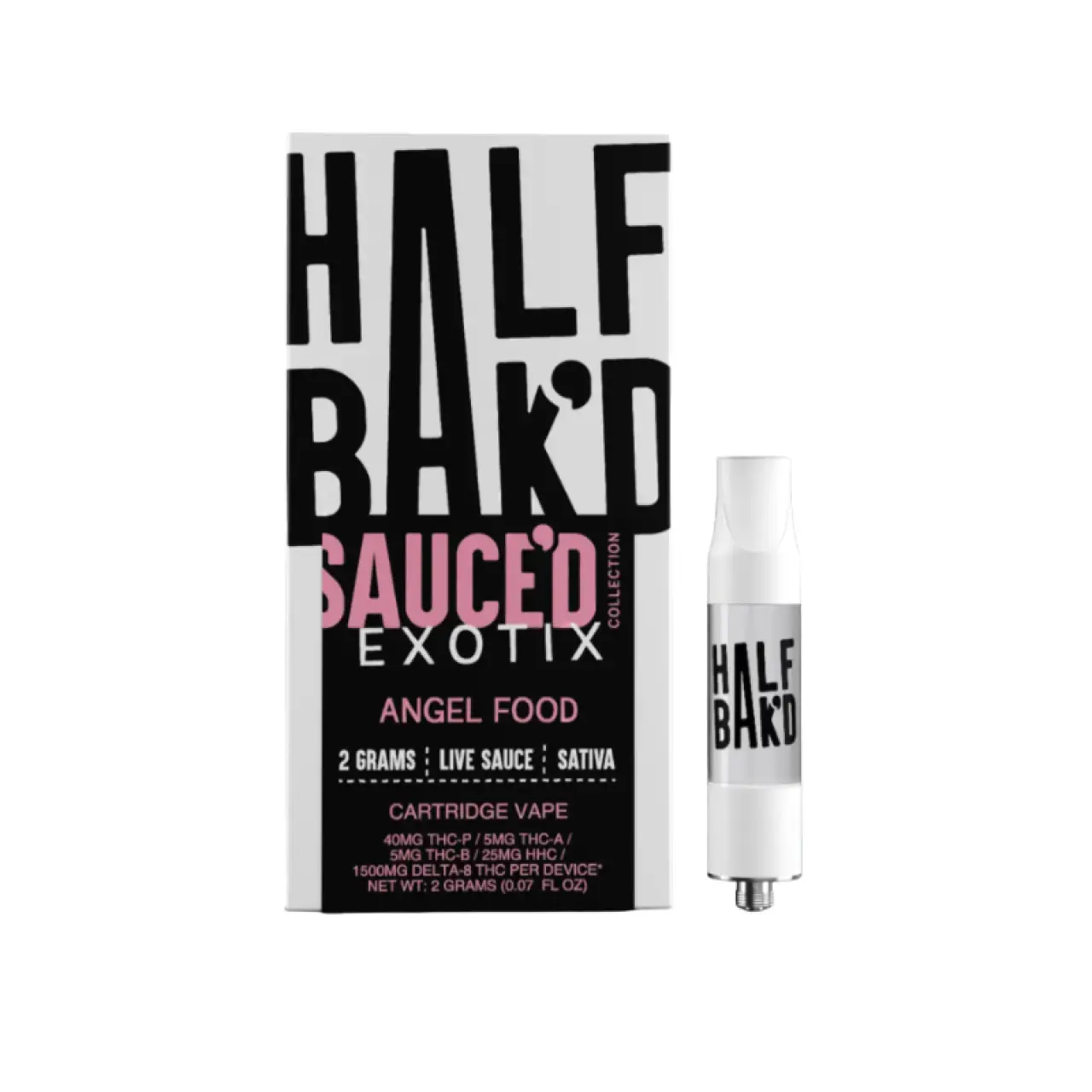 HALF BAK'D - Sauced 2g Cartridge - Angel Food (Sativa)