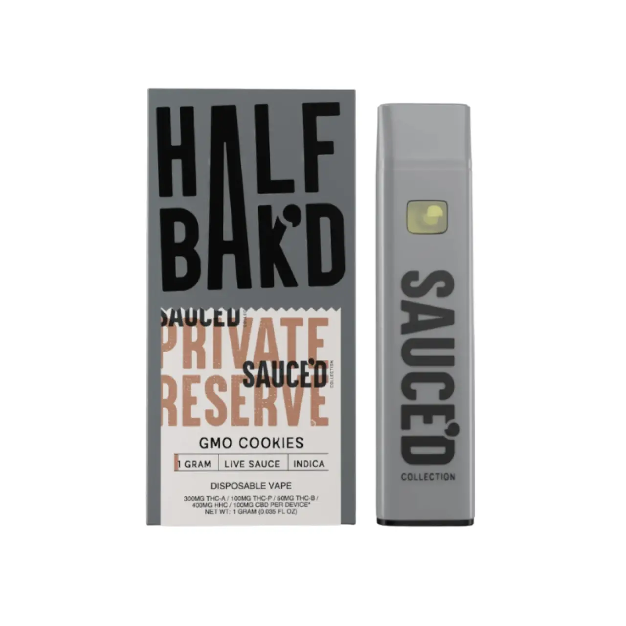 HALF BAK'D Private Reserve - GMO Cookies 1G Disposable Vape (Indica)