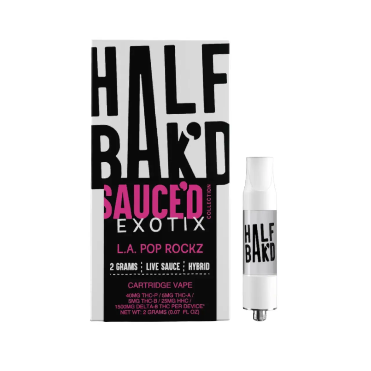 HALF BAK'D - Sauced 2g Cartridge - L.A. Pop Rockz (Hybrid)