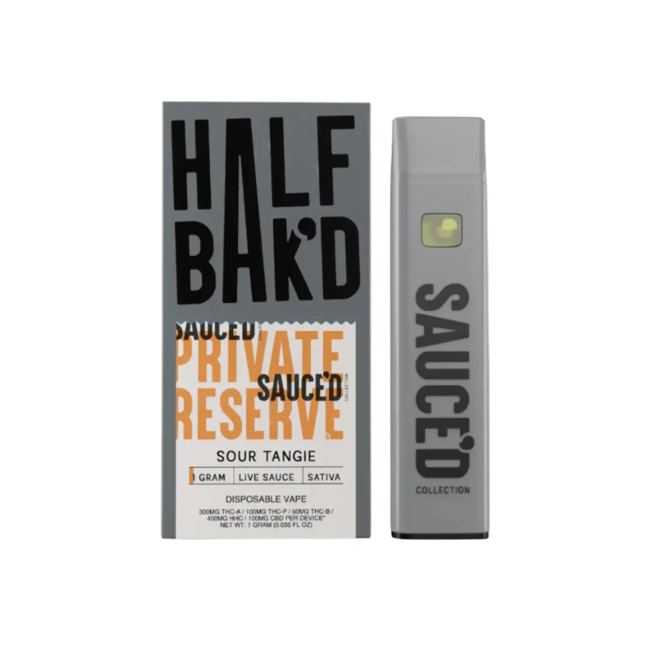 HALF BAK'D Private Reserve - Sour Tangie 1G Disposable Vape (Sativa)