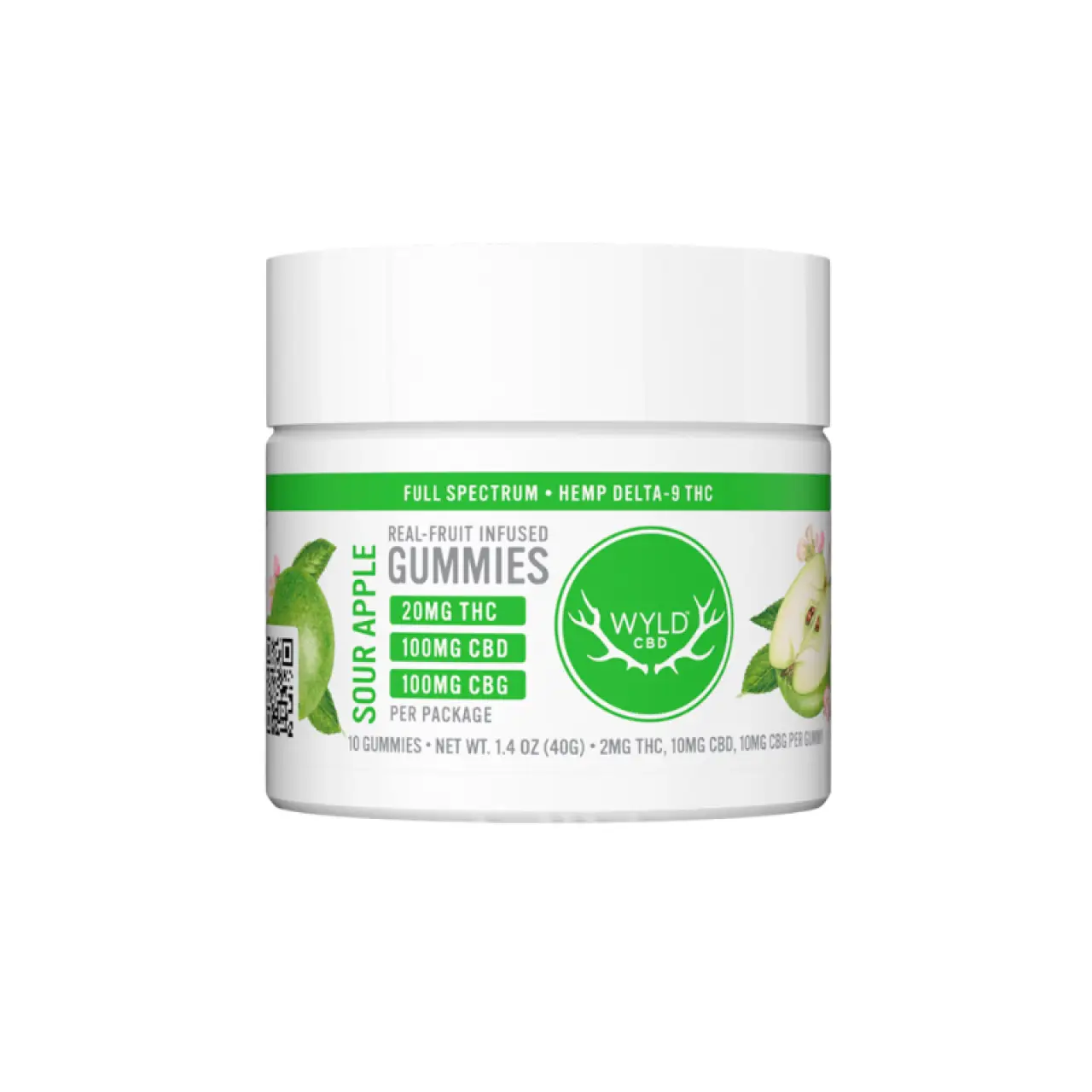 Wyld CBD + CBG + THC Gummies - Sour Apple - 10Ct