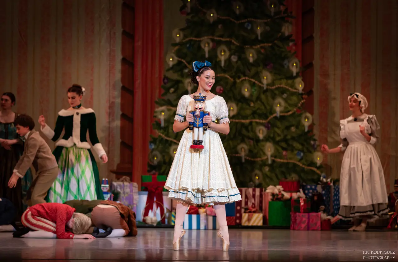 Young dancers on stage during a Rochester City Ballet Nutcracker performance