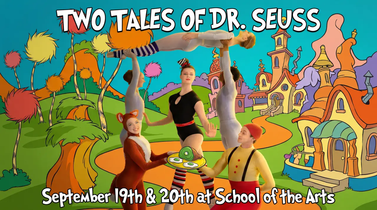 Colorful illustration for Rochester City Ballet's Two Tales of Dr. Seuss