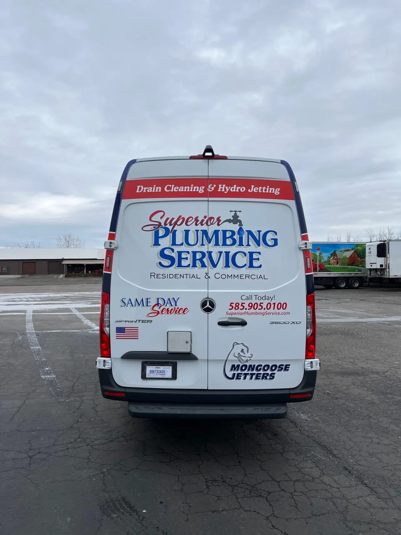 Superior Plumbing Service drain cleaning van