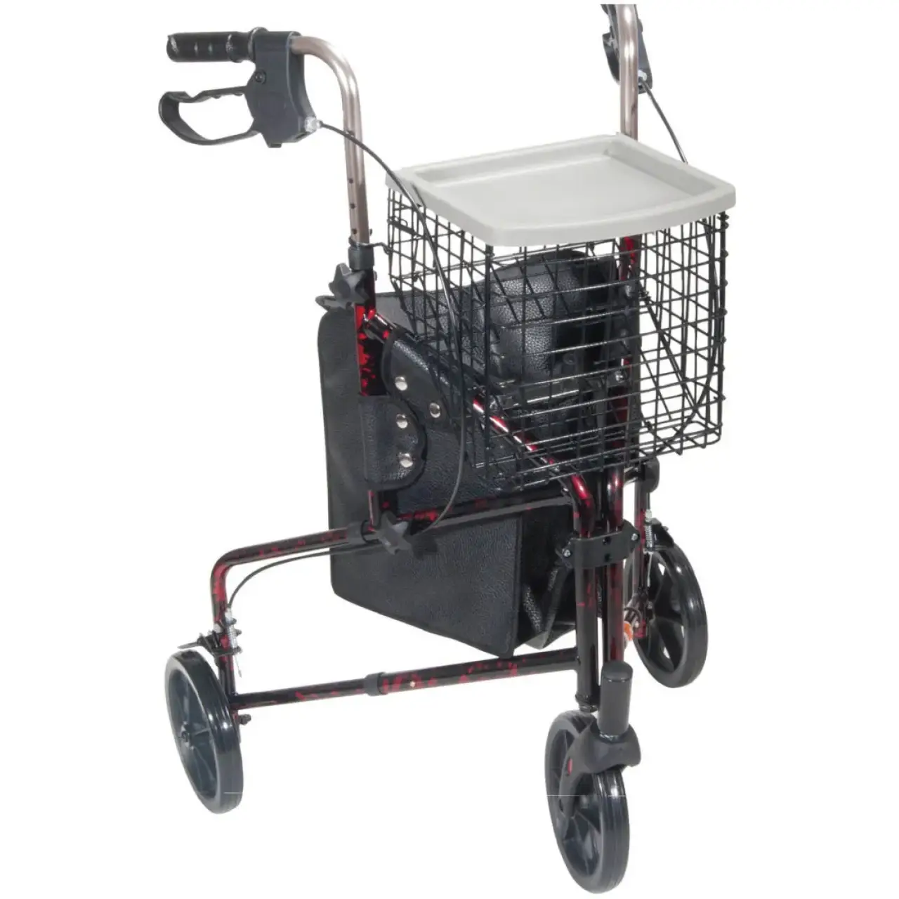 3 Wheel Rollator Walker with Basket Tray and Pouch